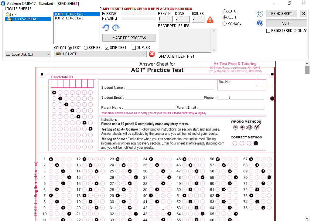 ACT SHEET READ PART 1